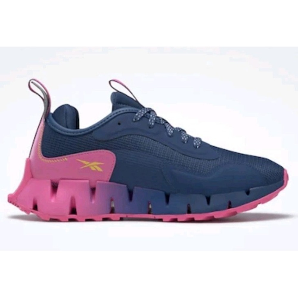 Reebok Zig‎ Dynamica Shoes Womans Size 11 Sneakers Navy Pink EUC